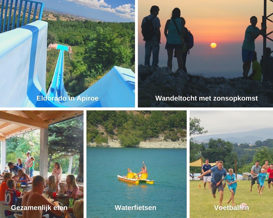 Huisopdeheuvel in Le Marche, Italie activiteiten collage