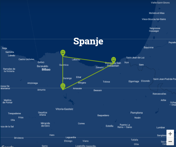 Travelnauts rondreis Spaans Baskenland Travelnauts rondreis Spaans Baskenland 30pluskids kaart