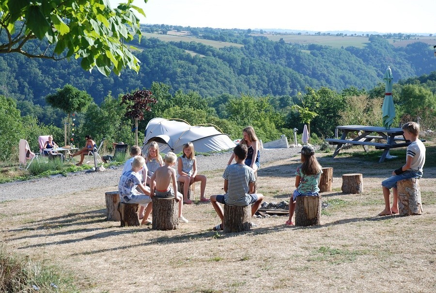 Le Clapas in de Aveyron Midi-Pyrenees, Frankrijk kampvuur