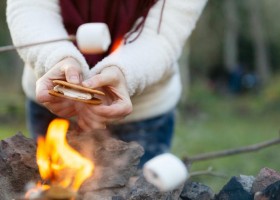 Laguna Beach Family Camps in Oland, Zweden marhmellows roosteren Laguna Beach Family Camps Öland 30pluskids