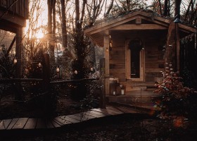 Treelodge in de Kempen, Belgie sauna Treelodge 30pluskids