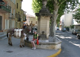 Ezeltjetrekje met de ezel in een dorpje Ezeltjetrekje Frankrijk 30pluskids