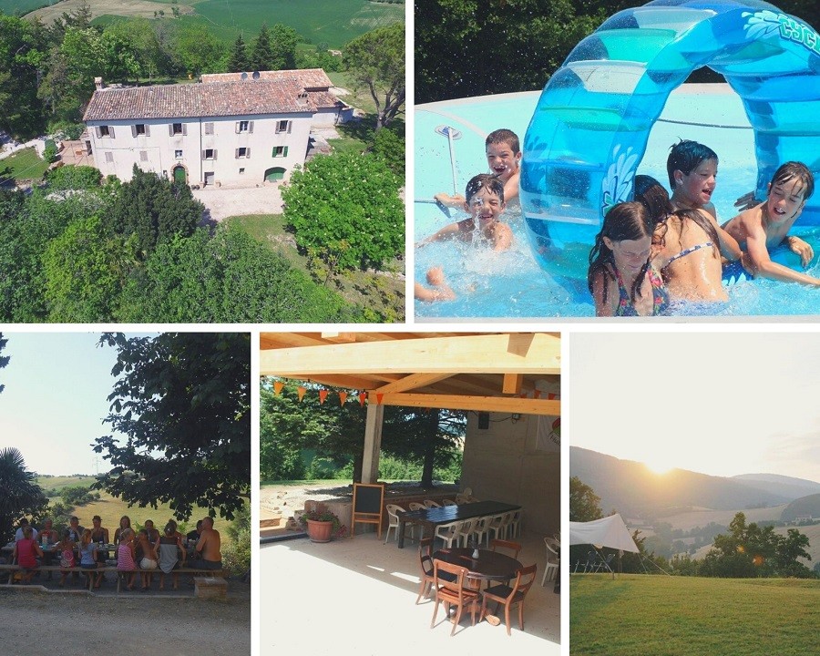 Huisopdeheuvel in Le Marche, Italie collage