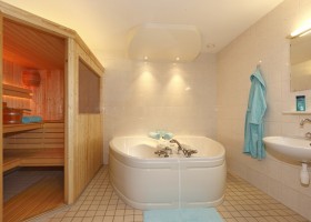 Bosvillapark Eureka in Twente, Nederland wellness-badkamer Villapark Eureka 30pluskids