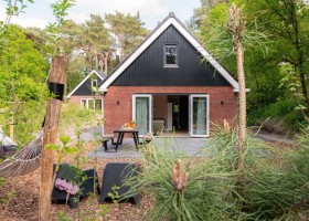 Boslodge Huismus in Nunspeet op de Veluwe Gelderland tuin Boslodge Huismus 30pluskids