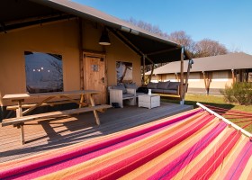 Glamping De Bosweide in Alphen, Noord-Brabant, Nederland tent met hangmat Glamping de Bosweide 30pluskids