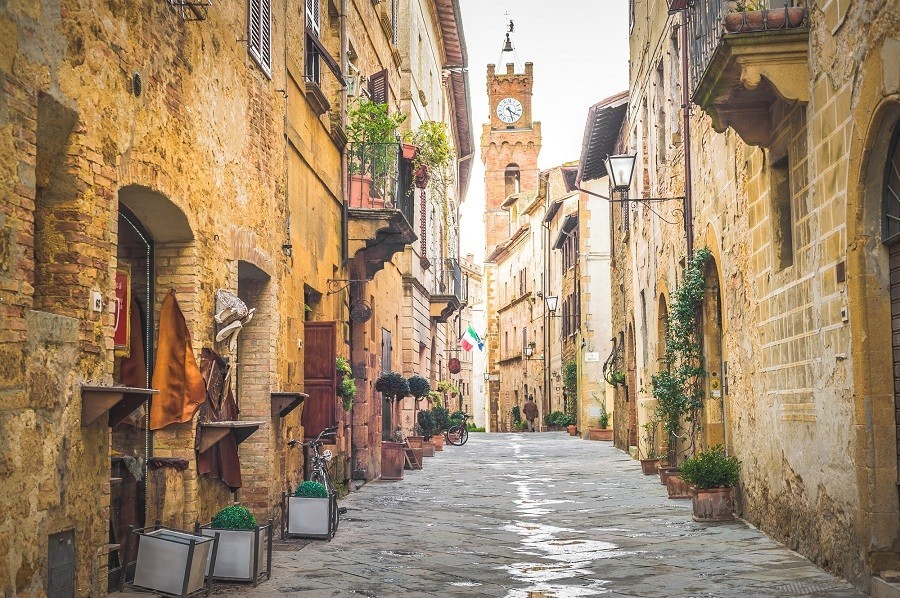 Pienza in Toscane, Italie straatje