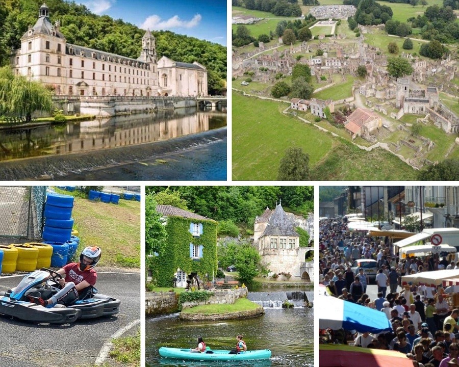 Domaine de Pamadera in de Dordogne, Frankrijk collage omgeving