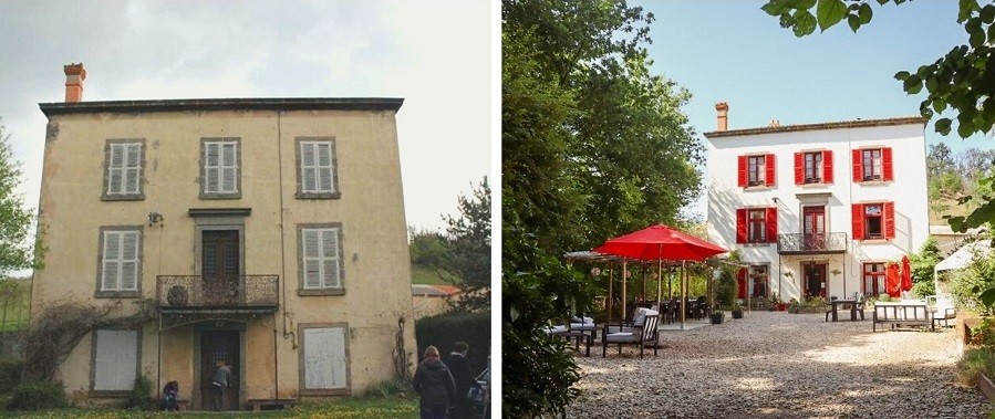 Domaine des Lilas in de Auvergne, Frankrijk voor en na verbouwing