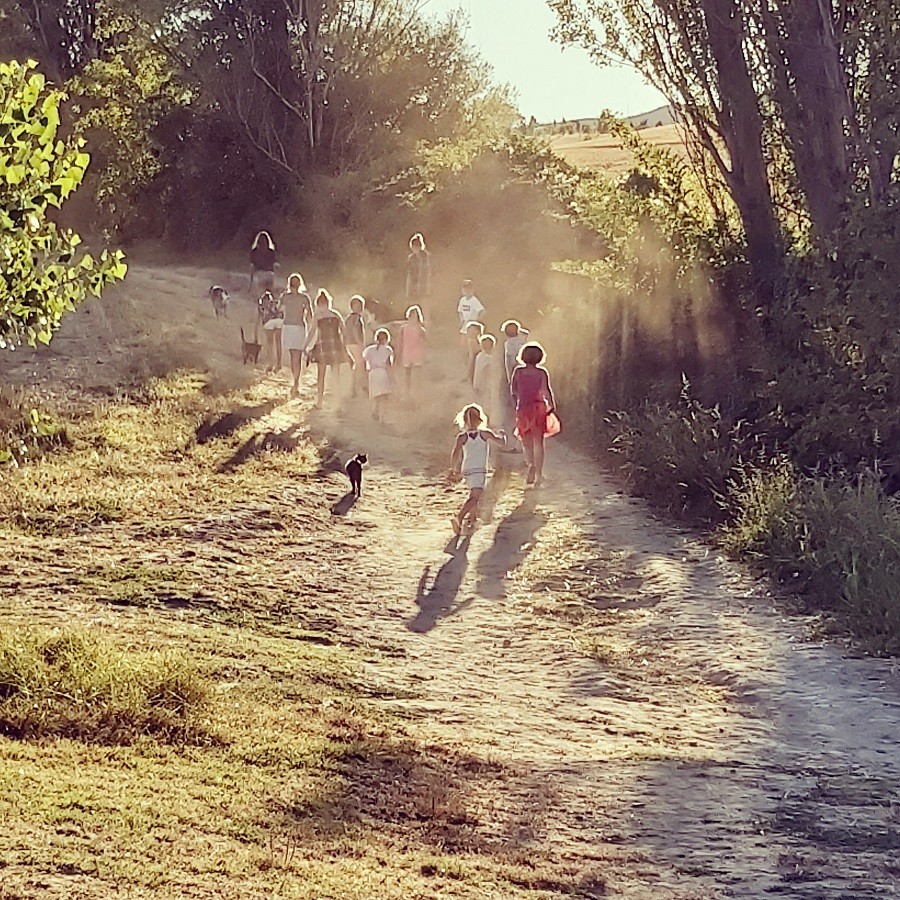 Domaine en Birbes in Laurac, Frankrijk wandeling kids door veld