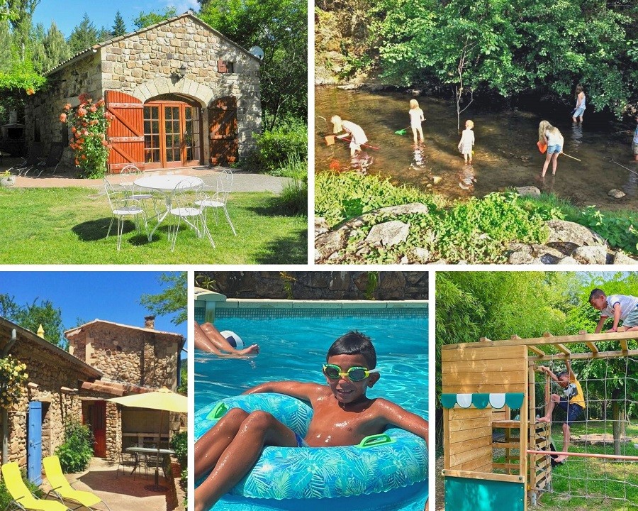 Le Moulin de Lande in de Ardeche, Frankrijk collage