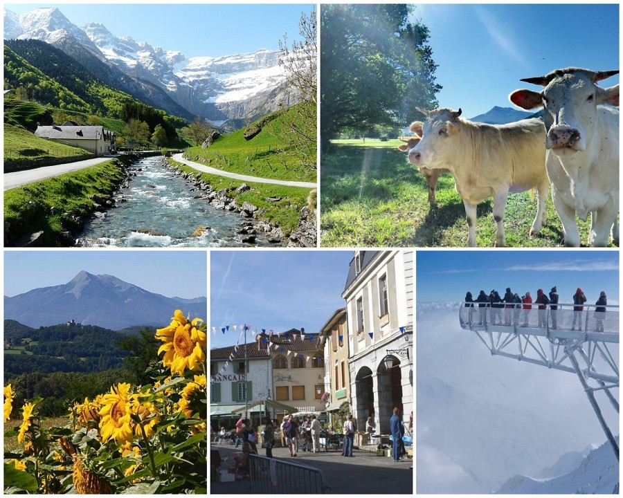 Pyrenees Pasisions in Estadens, Frankrijk omgeving collage